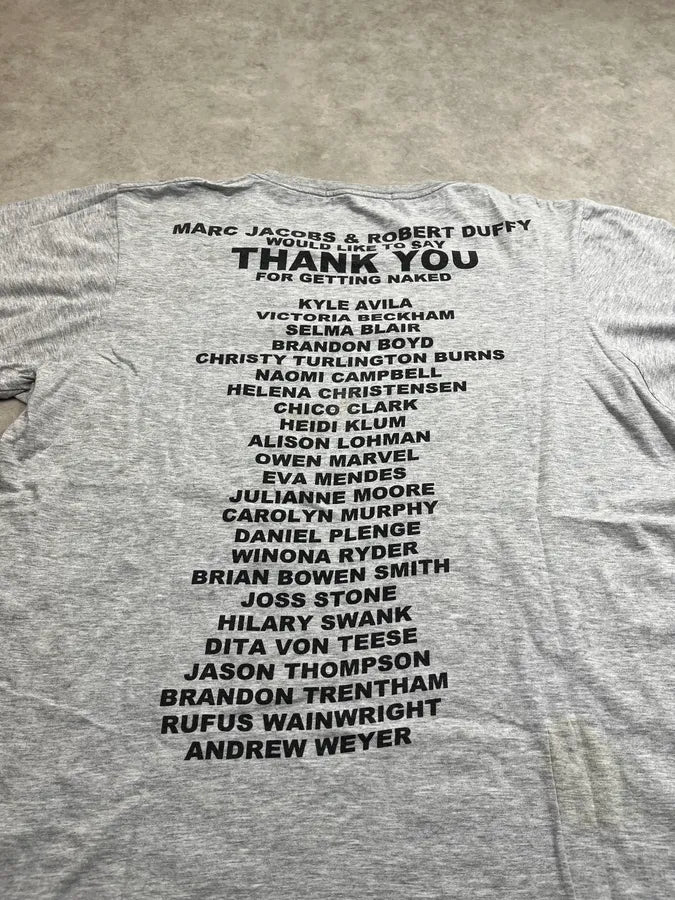 Marc Jacobs Protect Your Skin Grey Naked Greatings Campaign T-Shirt hXkauqZ 6