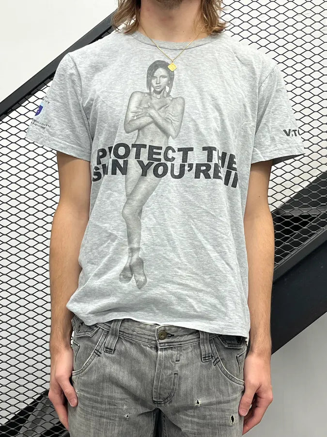 Marc Jacobs Protect Your Skin Grey Naked Greatings Campaign T-Shirt hXkauqZ 0