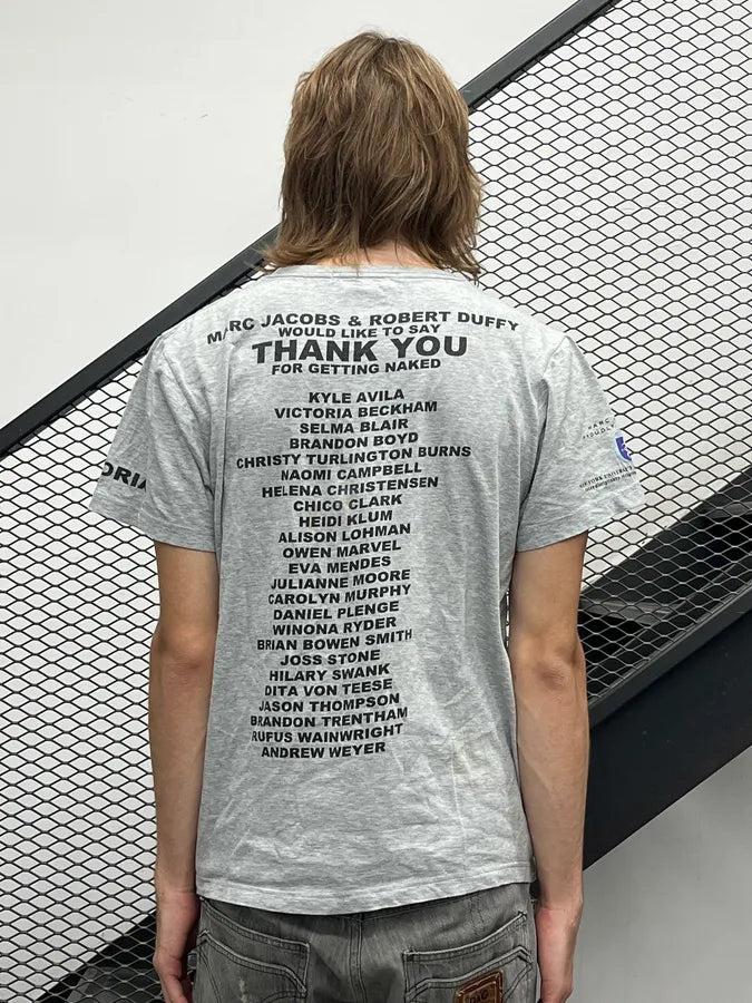 Marc Jacobs Protect Your Skin Grey Naked Greatings Campaign T-Shirt hXkauqZ 1