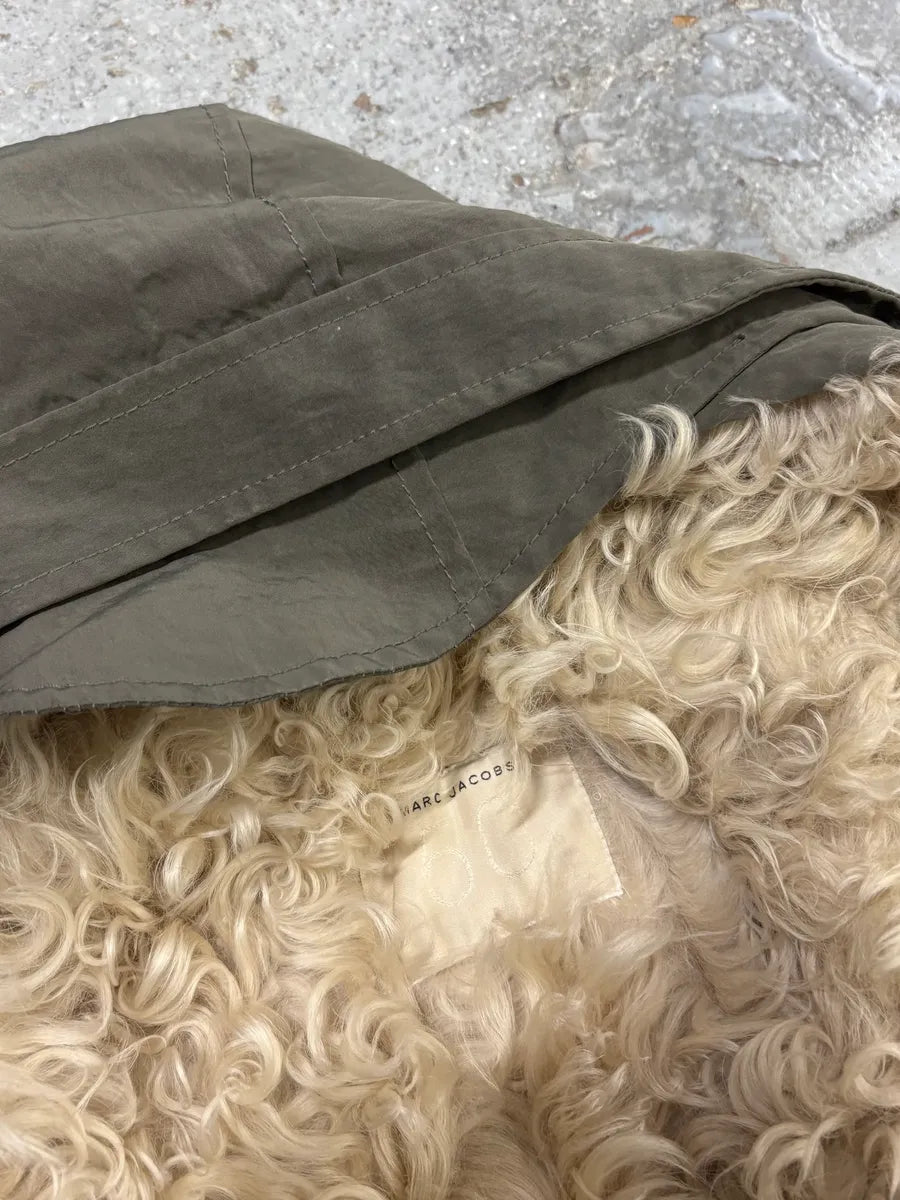 2000s Marc Jacobs Military Green Long Parka Fur Hooded Jacket oboXWDw 8