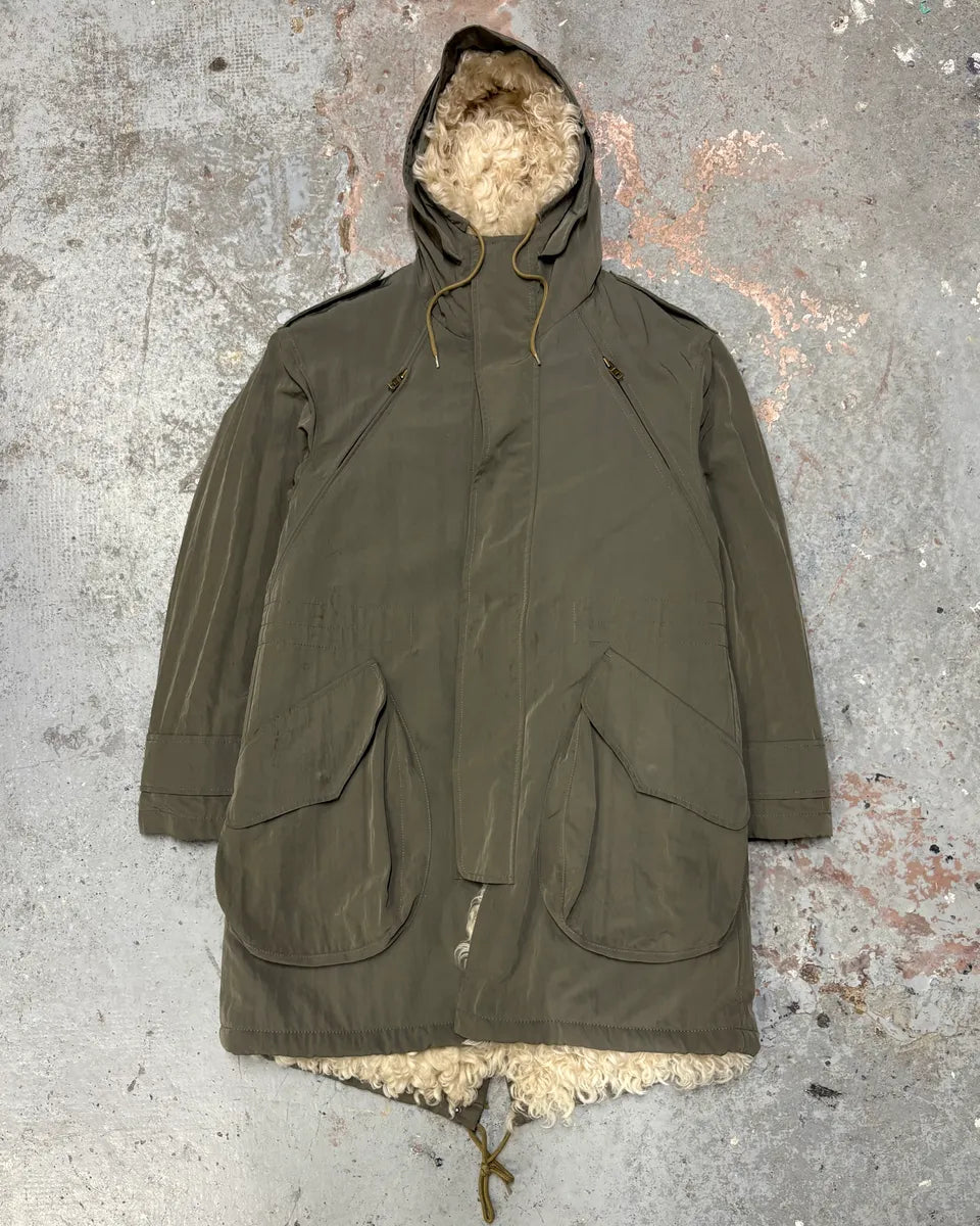 2000s Marc Jacobs Military Green Long Parka Fur Hooded Jacket oboXWDw 0
