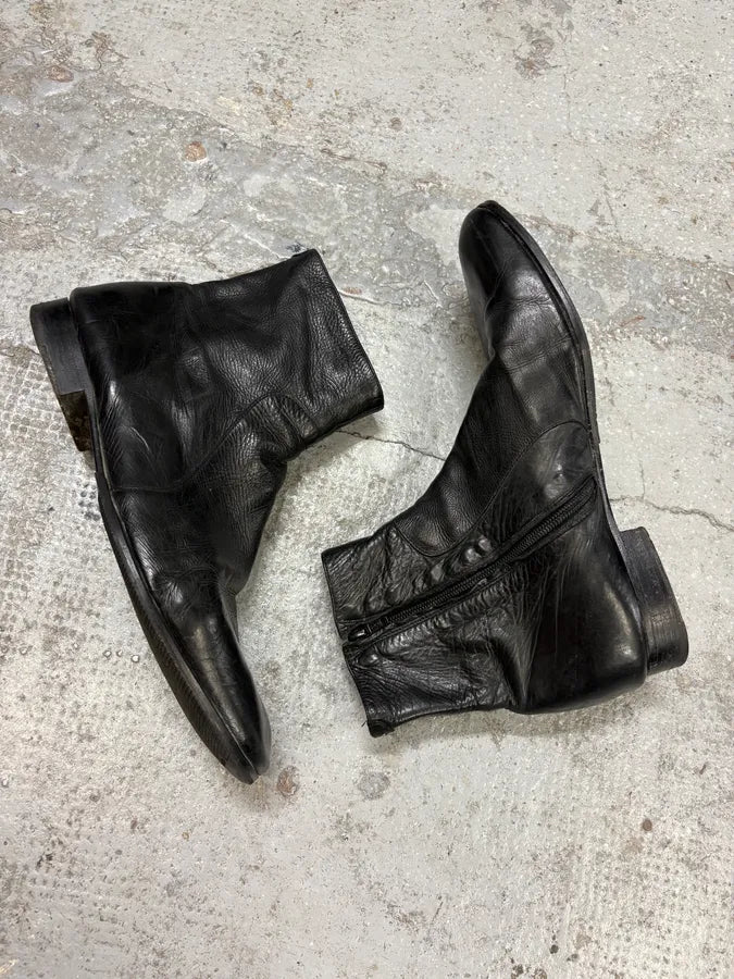 2000s Margiela Black Leather Boots xswTimR 5