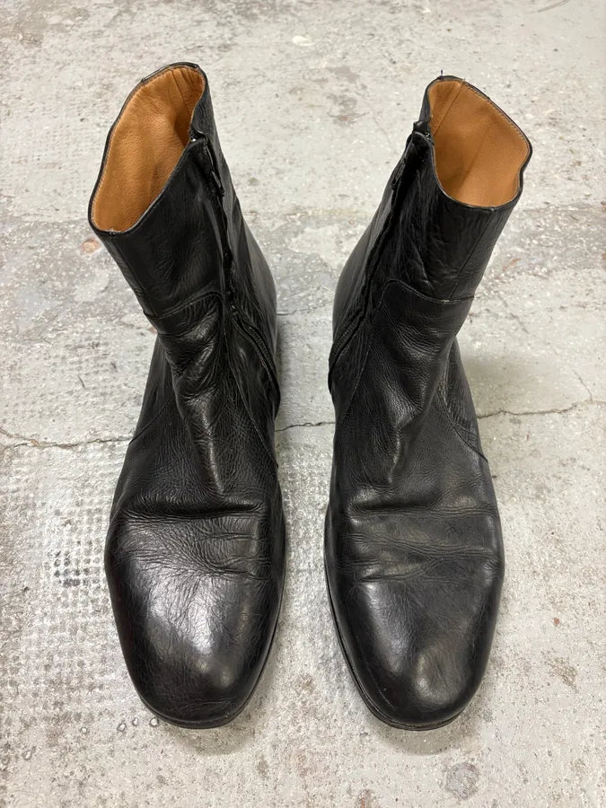 2000s Margiela Black Leather Boots xswTimR 1