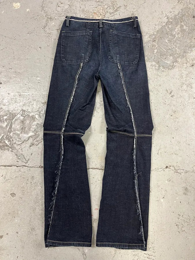 2000s Marithé + Francois Girbaud Blue Distressed Avant-Garde Denim Jeans (XS) rUEucZD 1