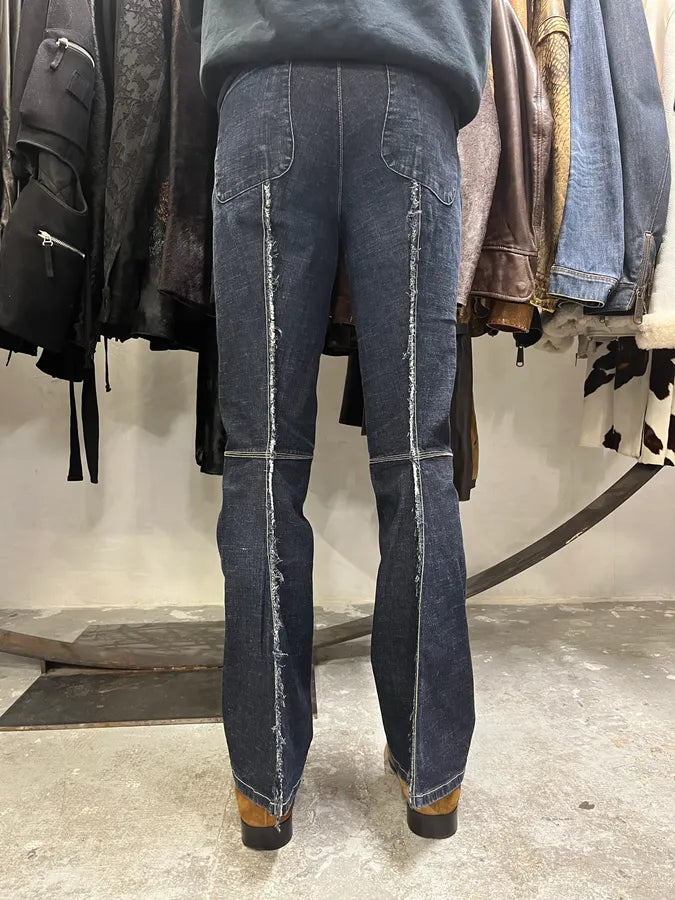2000s Marithé + Francois Girbaud Blue Distressed Avant-Garde Denim Jeans (XS) rUEucZD 3