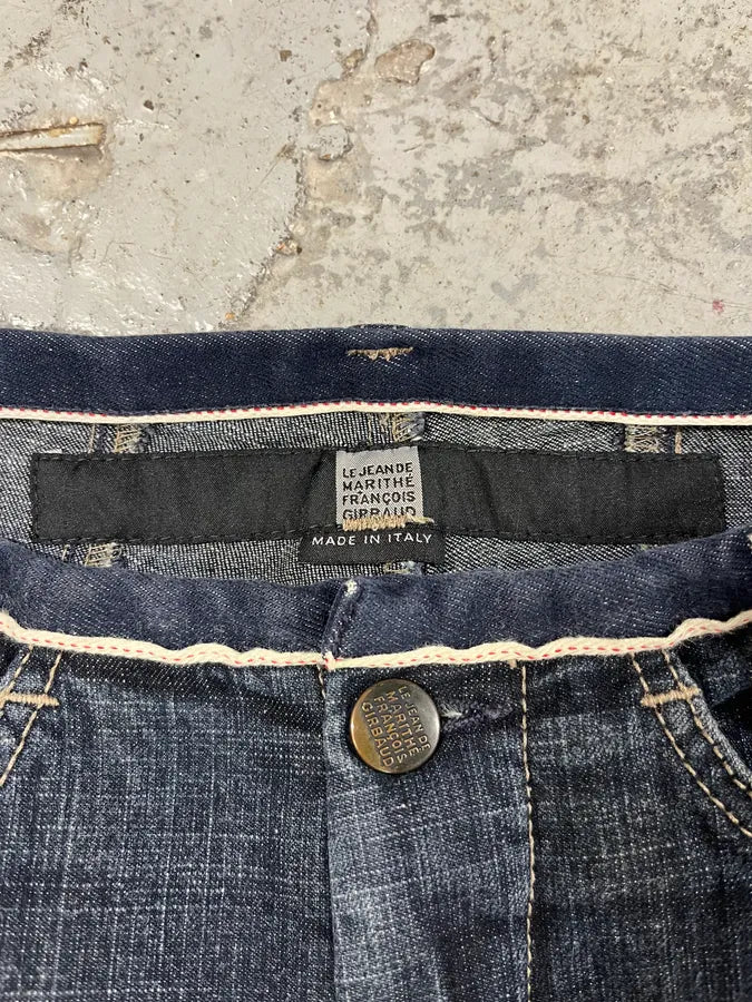 2000s Marithé + Francois Girbaud Blue Distressed Avant-Garde Denim Jeans (XS) rUEucZD 8