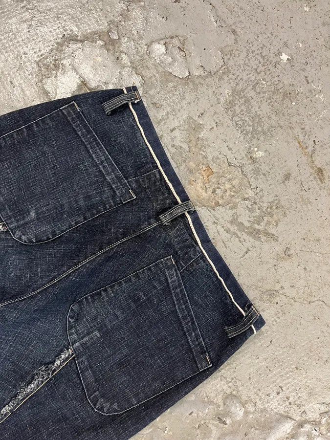 2000s Marithé + Francois Girbaud Blue Distressed Avant-Garde Denim Jeans (XS) rUEucZD 9