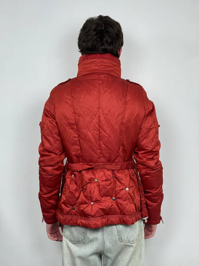 2000s Marithé + Francois Girbaud Fur Collar Bondage Red Puffer Jacket UuuLjZB 3