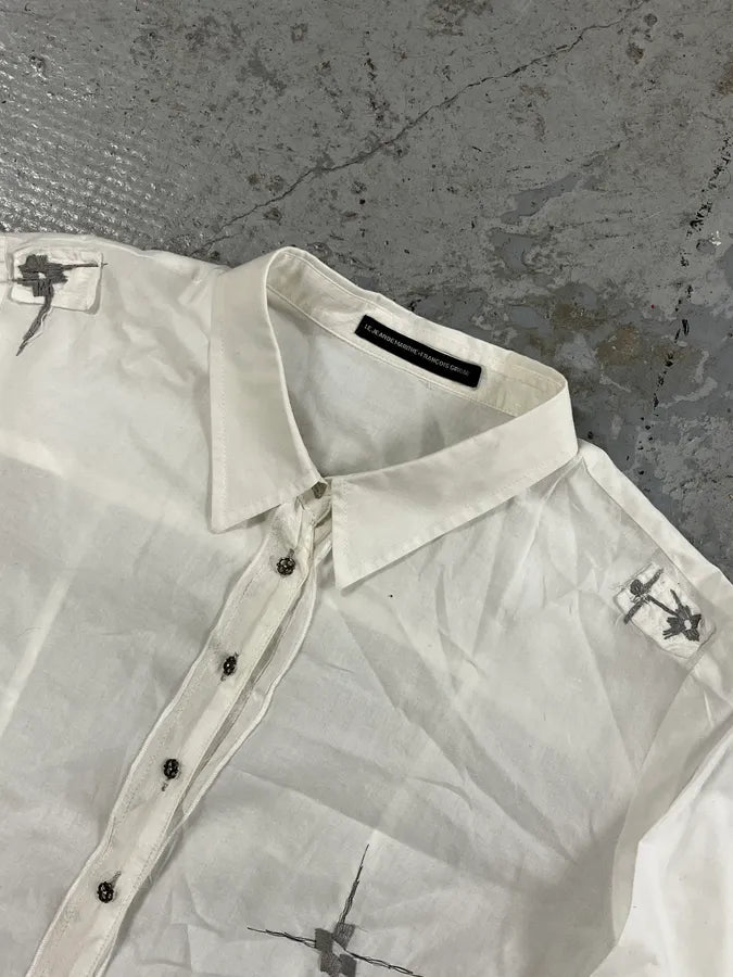 2000s Marithé + François Girbaud Abstract Stars White Shirt GJTNrVk 3