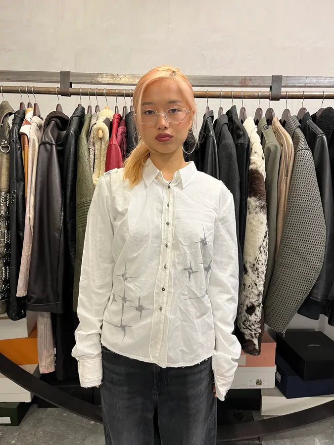 2000s Marithé + François Girbaud Abstract Stars White Shirt GJTNrVk 1