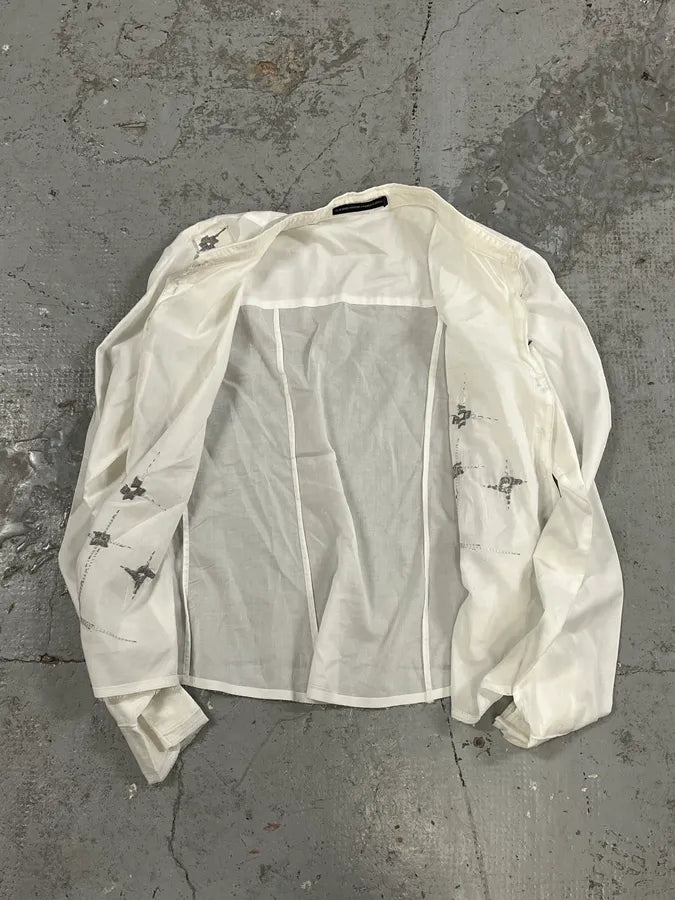 2000s Marithé + François Girbaud Abstract Stars White Shirt GJTNrVk 5