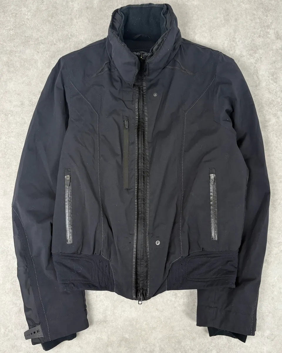 2000s Marithé + François Girbaud Active Black Windbreaker Nylon Gothic Jacket wuPZGyn 0