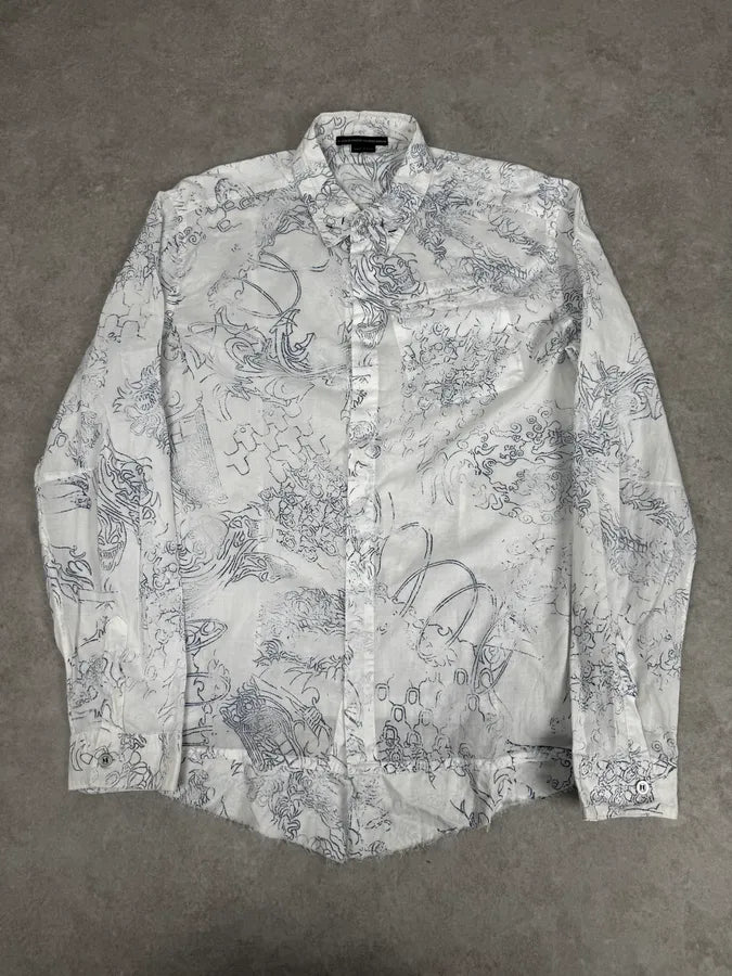 2000s Marithé + François Girbaud Aged Tattoo White Shirt eMoxTsK 0