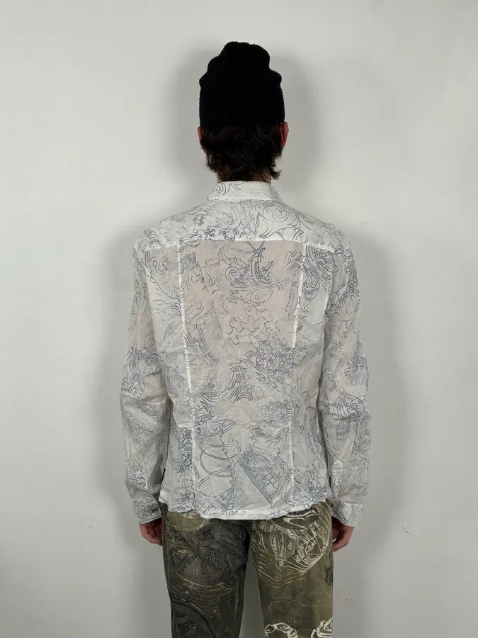 2000s Marithé + François Girbaud Aged Tattoo White Shirt eMoxTsK 2