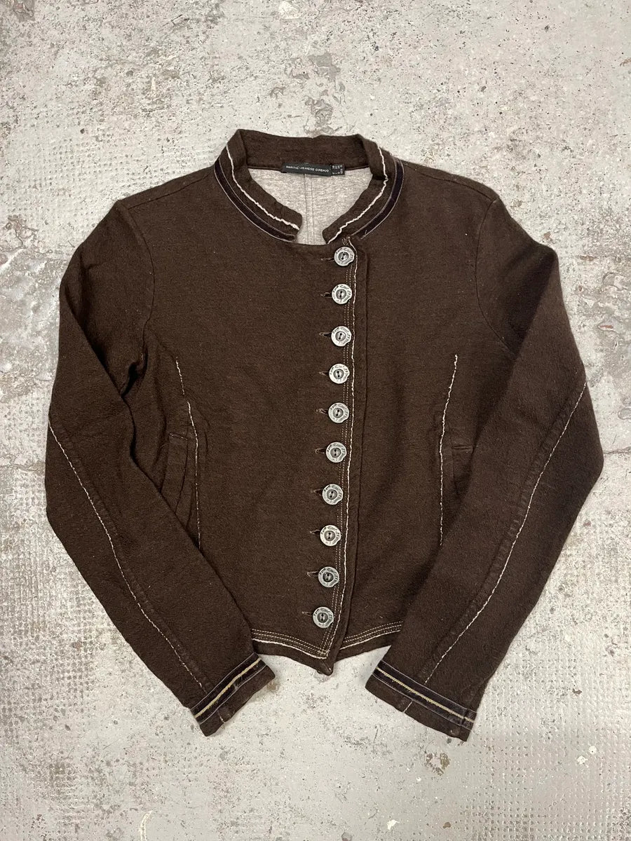 2000s Marithé + François Girbaud Asymmetrical Brown Buttoned Cardigan Sweater zcUZDEI 0
