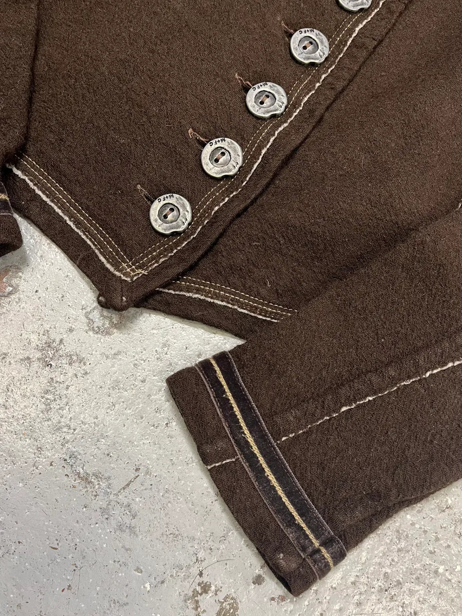 2000s Marithé + François Girbaud Asymmetrical Brown Buttoned Cardigan Sweater zcUZDEI 5