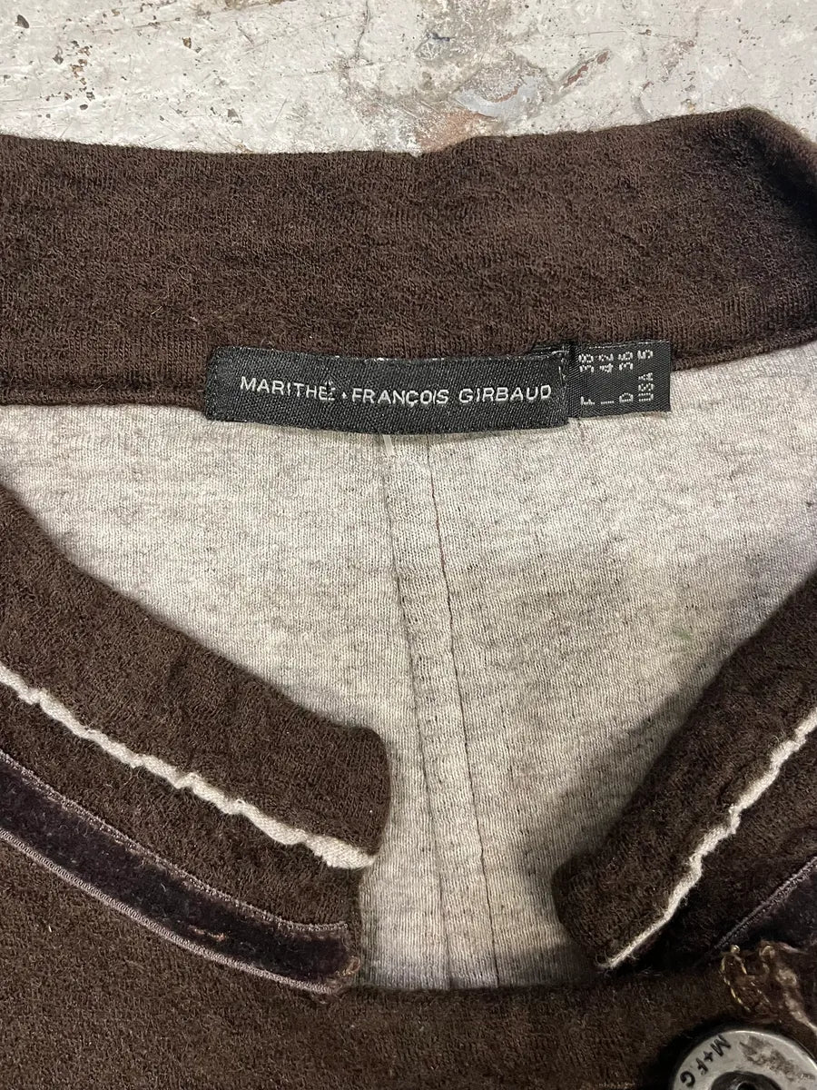 2000s Marithé + François Girbaud Asymmetrical Brown Buttoned Cardigan Sweater zcUZDEI 6