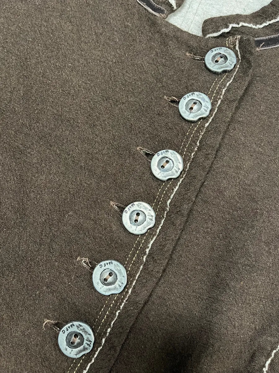 2000s Marithé + François Girbaud Asymmetrical Brown Buttoned Cardigan Sweater zcUZDEI 7