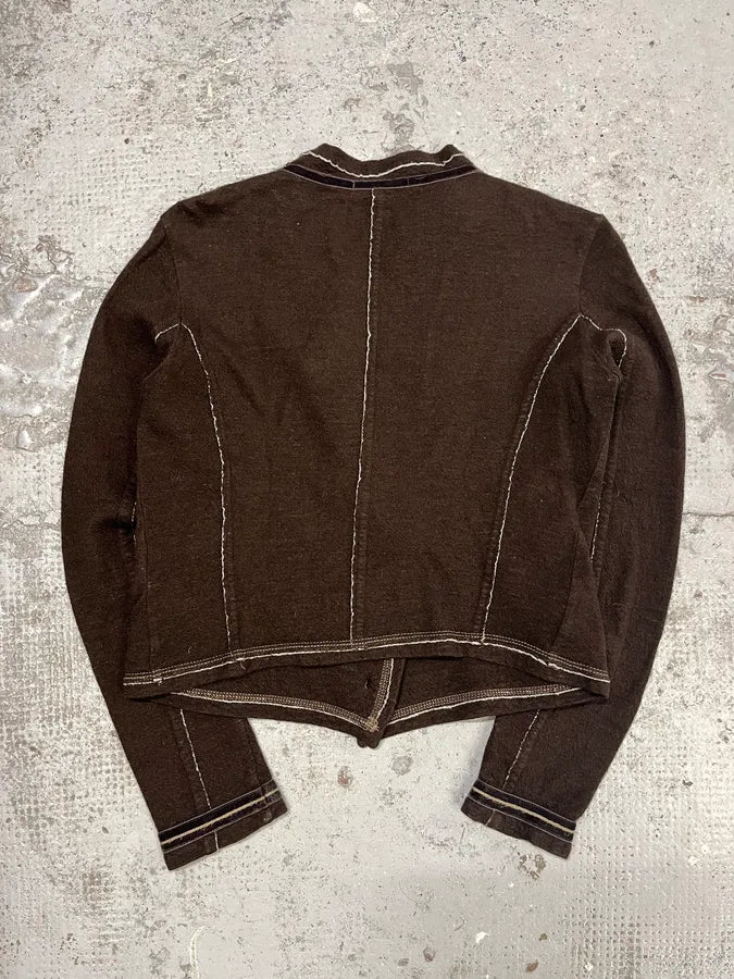 2000s Marithé + François Girbaud Asymmetrical Brown Buttoned Cardigan Sweater zcUZDEI 8