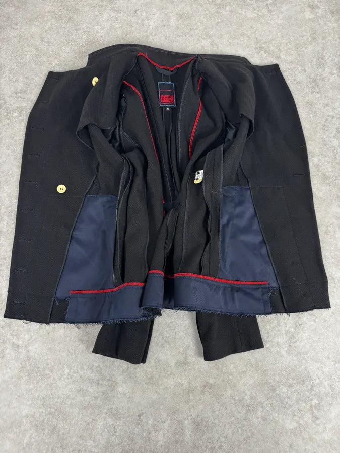 2000s Marithé + François Girbaud Asymmetrical Buttoned Black Officer Jacket JdCNcnQ 7