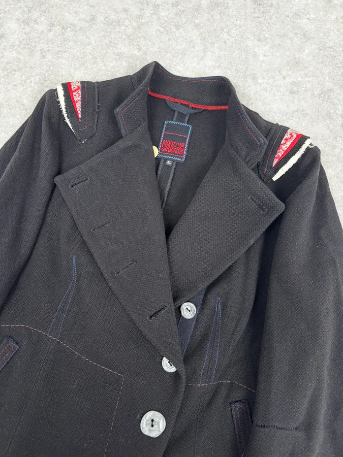 2000s Marithé + François Girbaud Asymmetrical Buttoned Black Officer Jacket JdCNcnQ 5
