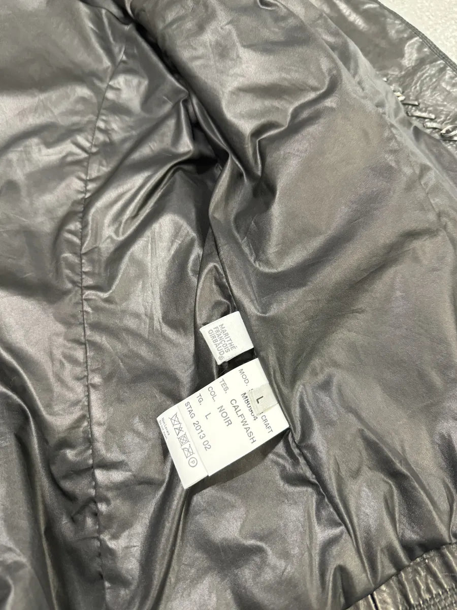 2000s Marithé + François girbaud Asymmetrical Buttoned Leather Black Jacket (S) 11