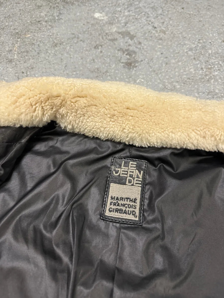 2000s Marithé + François girbaud Asymmetrical Buttoned Leather Black Jacket (S) 9