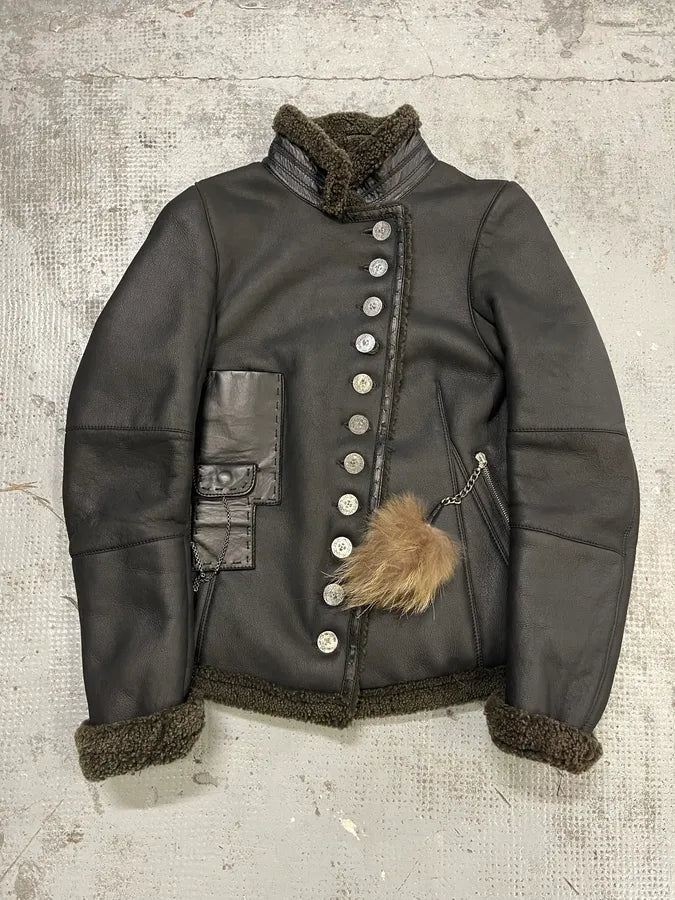 2000s Marithé + François Girbaud Asymmetrical Buttoned Leather Jacket ZKZoSOQ 0