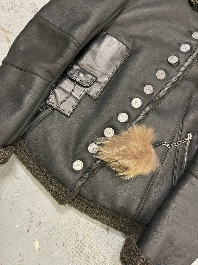 2000s Marithé + François Girbaud Asymmetrical Buttoned Leather Jacket ZKZoSOQ 5