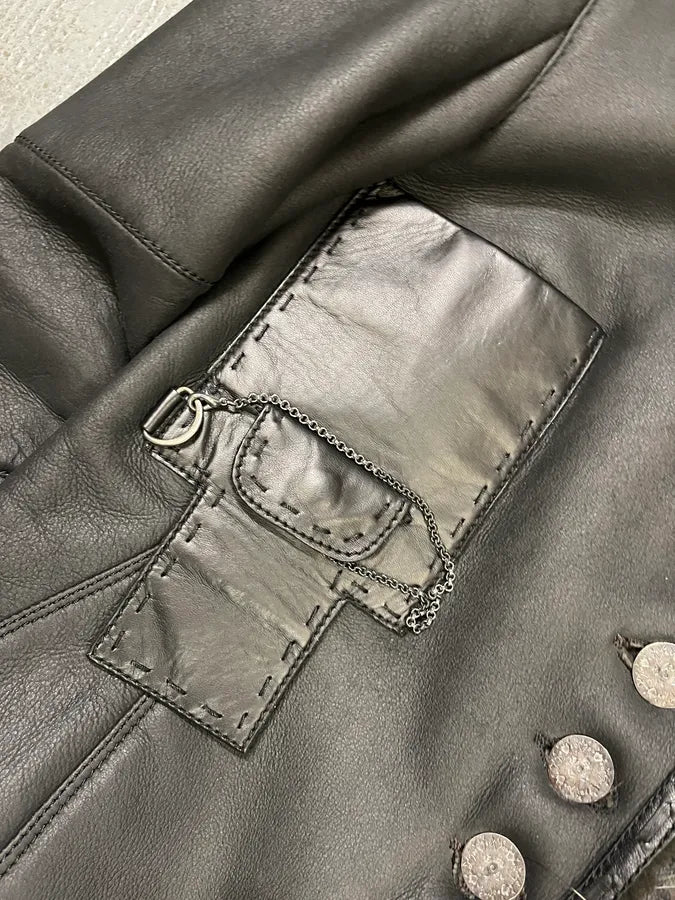 2000s Marithé + François Girbaud Asymmetrical Buttoned Leather Jacket ZKZoSOQ 7