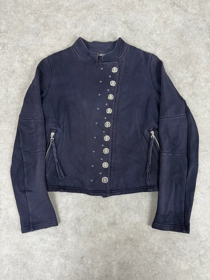 2000s Marithé + François Girbaud Asymmetrical Buttoned Navy Cardigan DIRXIyP 0