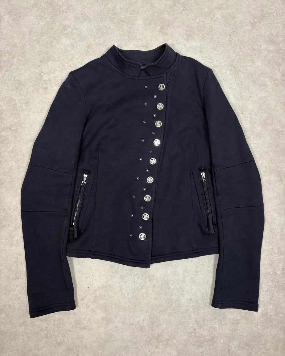 2000s Marithé + François Girbaud Asymmetrical Buttoned Navy Jacket nHhOXxp 0