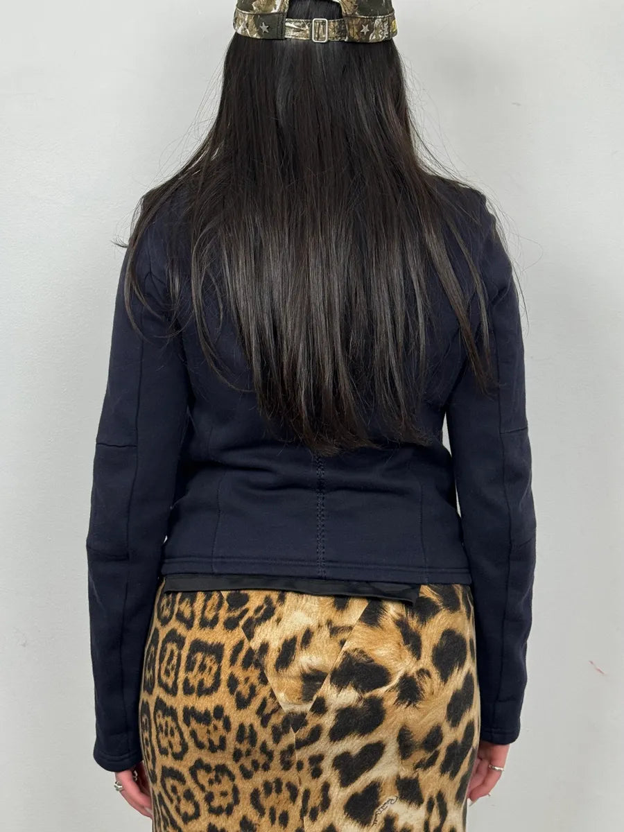 2000s Marithé + François Girbaud Asymmetrical Buttoned Navy Jacket nHhOXxp 2