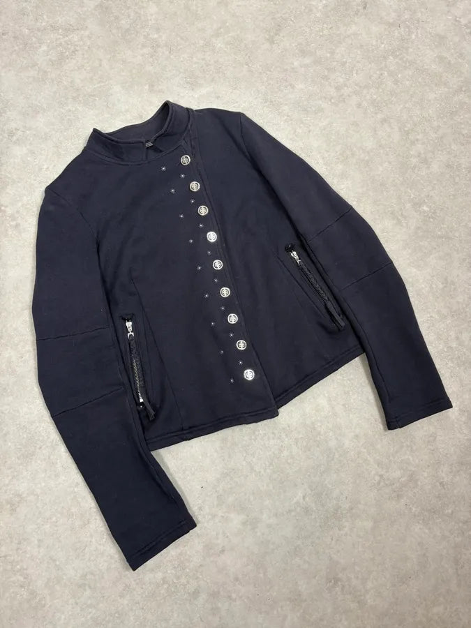 2000s Marithé + François Girbaud Asymmetrical Buttoned Navy Jacket nHhOXxp 3