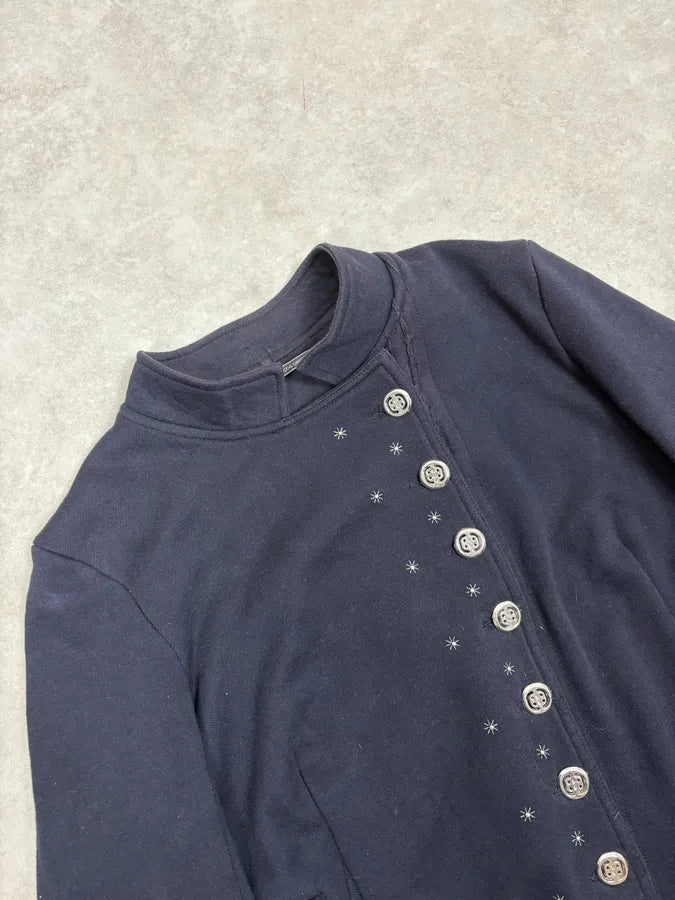 2000s Marithé + François Girbaud Asymmetrical Buttoned Navy Jacket nHhOXxp 4