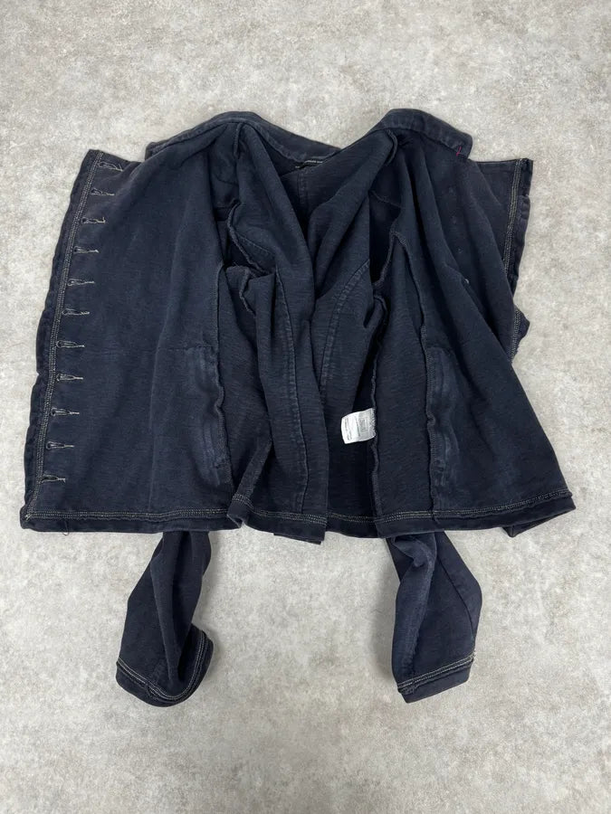 2000s Marithé + François Girbaud Asymmetrical Buttoned Navy Sweater uYFWWTe 6