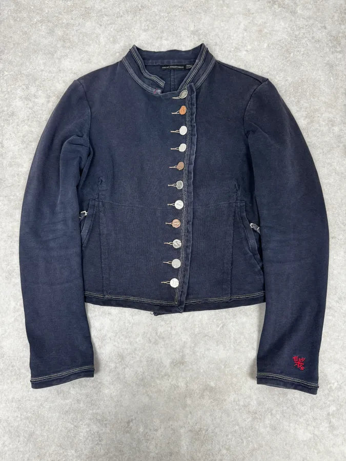 2000s Marithé + François Girbaud Asymmetrical Buttoned Navy Sweater uYFWWTe 0