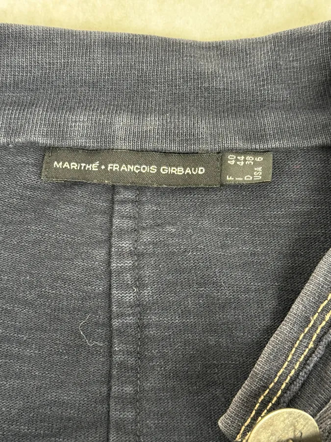 2000s Marithé + François Girbaud Asymmetrical Buttoned Navy Sweater uYFWWTe 9