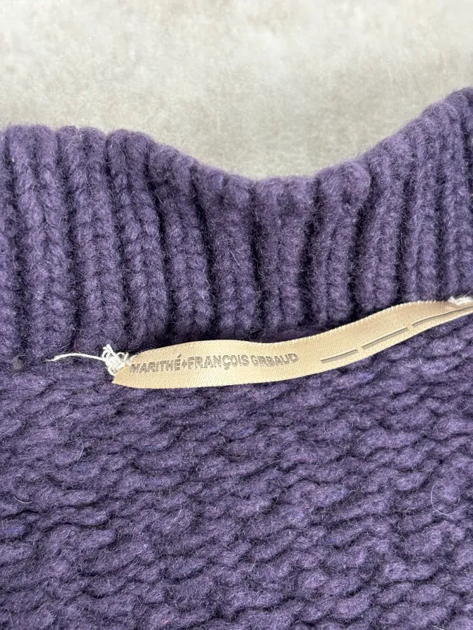 2000s Marithé + François Girbaud Asymmetrical Buttoned Wool Purple Cardigan fWqGHTn 8