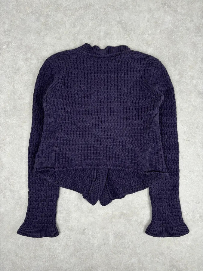 2000s Marithé + François Girbaud Asymmetrical Buttoned Wool Purple Cardigan fWqGHTn 4