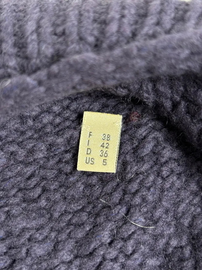 2000s Marithé + François Girbaud Asymmetrical Buttoned Wool Purple Cardigan fWqGHTn 9