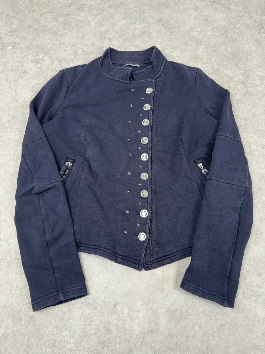 2000s Marithé + François Girbaud Asymmetrical Navy Buttoned Cardigan Sweater acCHpuS 3