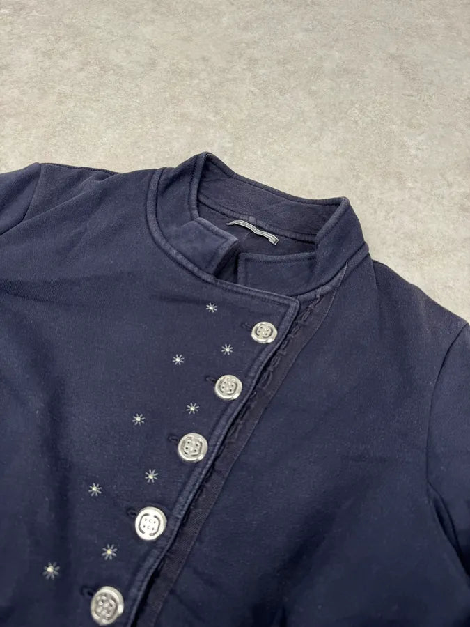 2000s Marithé + François Girbaud Asymmetrical Navy Buttoned Cardigan Sweater acCHpuS 4