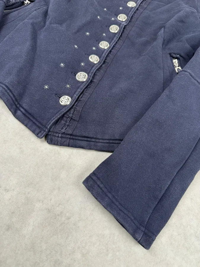 2000s Marithé + François Girbaud Asymmetrical Navy Buttoned Cardigan Sweater acCHpuS 5