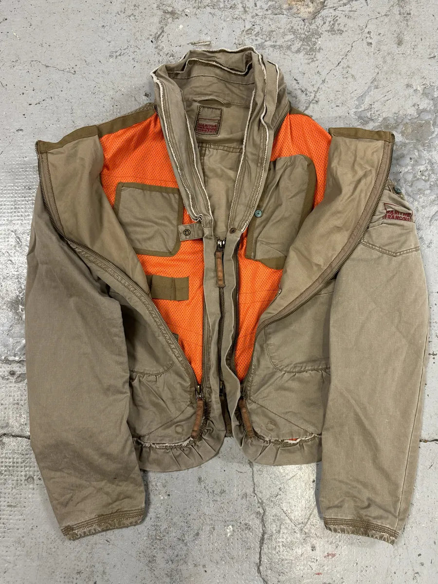2000s Marithé + François Girbaud Beige & Orange Multi Pockets Utility Jacket HZzIwFa 0