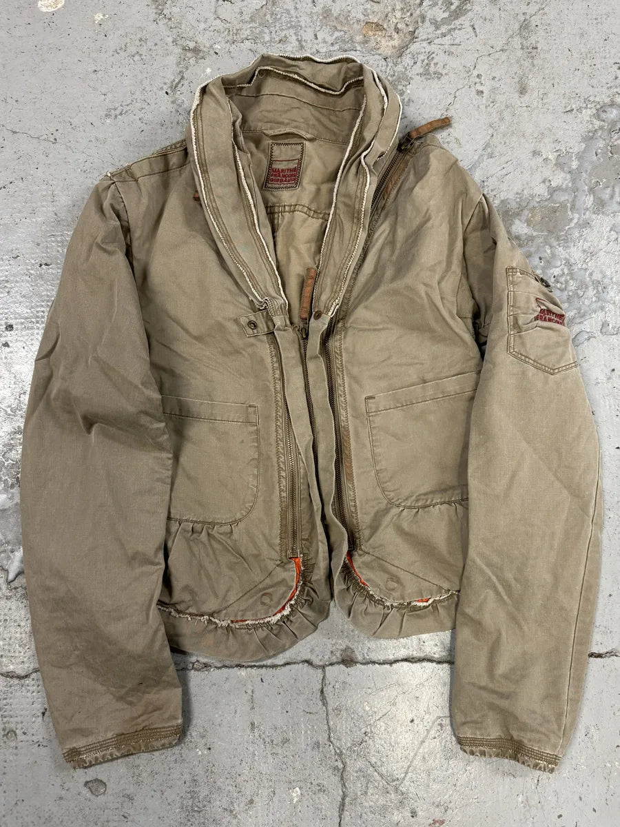 2000s Marithé + François Girbaud Beige & Orange Multi Pockets Utility Jacket HZzIwFa 1