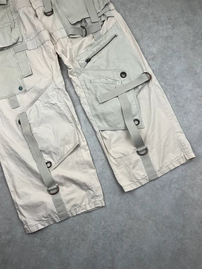 2000s Marithé + François Girbaud Beige Maxi Bondage Cargo Pants dXRhJaI 9