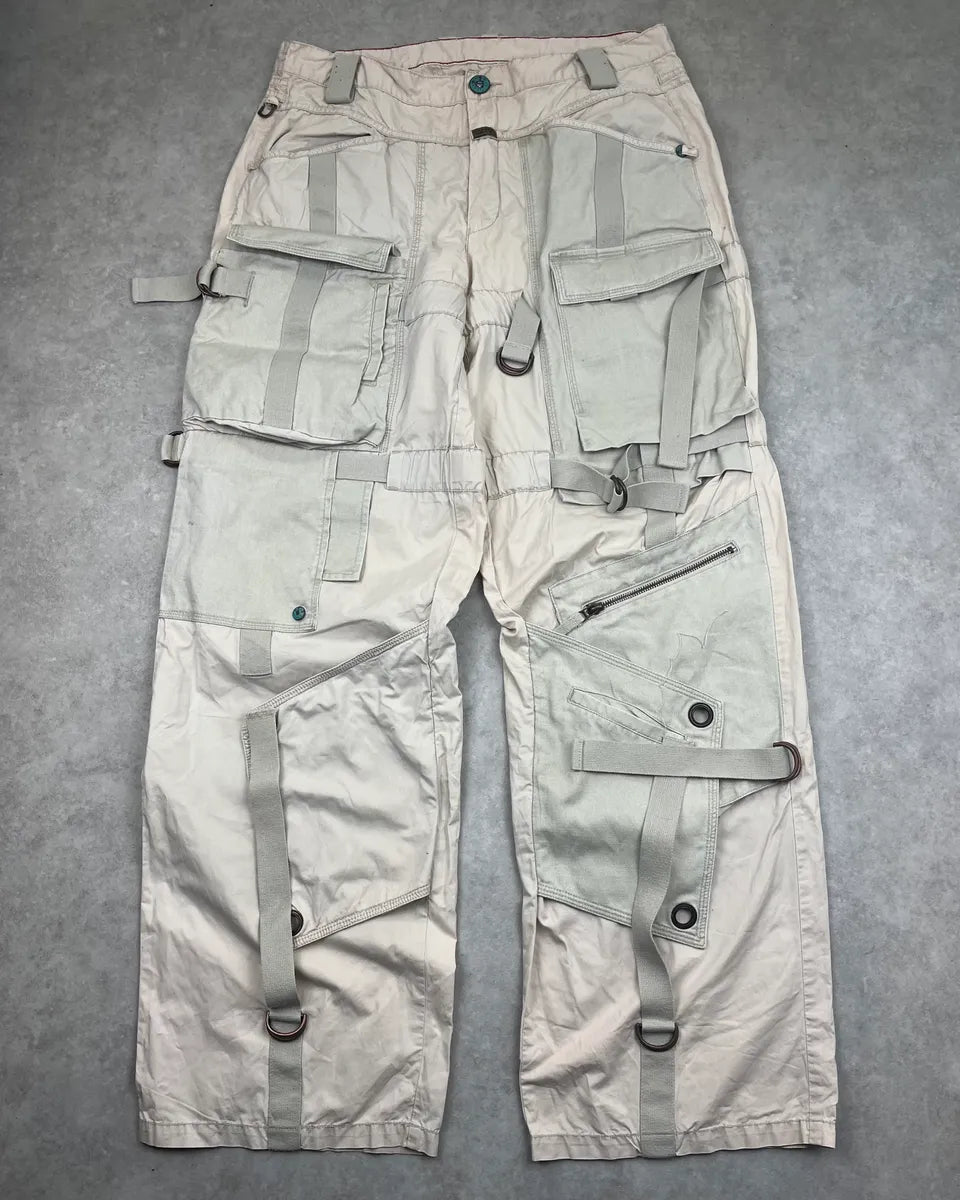 2000s Marithé + François Girbaud Beige Maxi Bondage Cargo Pants dXRhJaI 3