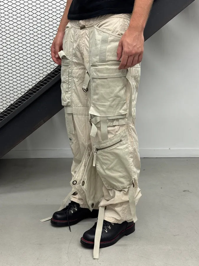 2000s Marithé + François Girbaud Beige Maxi Bondage Cargo Pants dXRhJaI 1