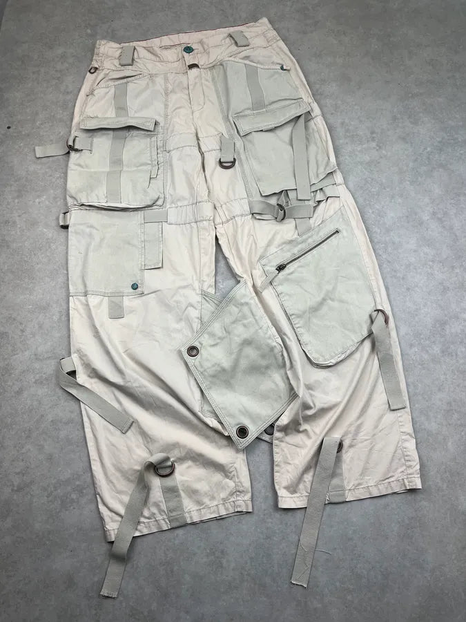 2000s Marithé + François Girbaud Beige Maxi Bondage Cargo Pants dXRhJaI 4
